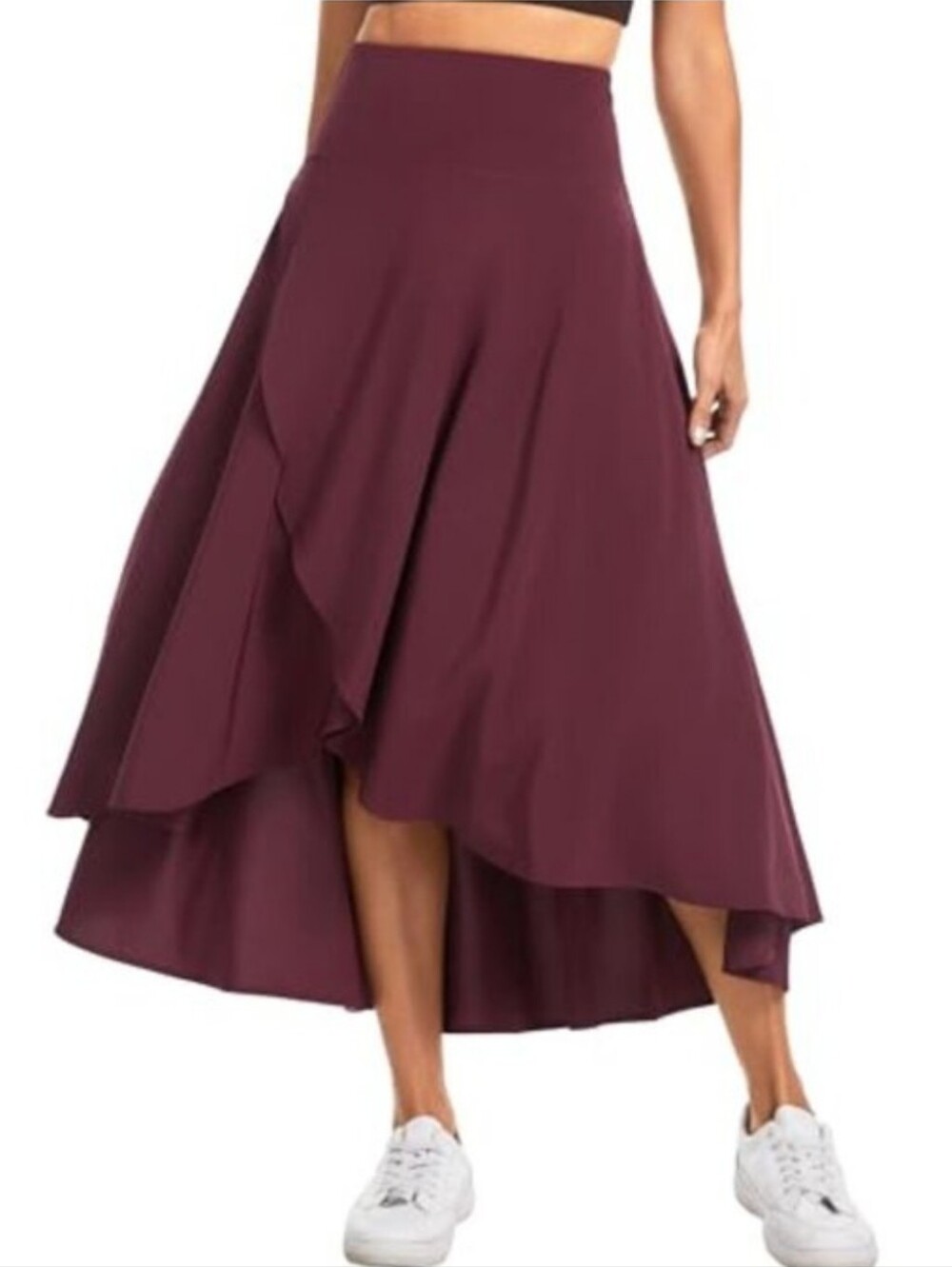 Halara Breezeful High-Waisted High-Low Ruffle 2 in 1 Flowy Midi Skirt Size XL
